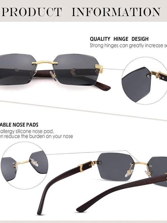 Rimless Rectangle Sunglasses main image 3